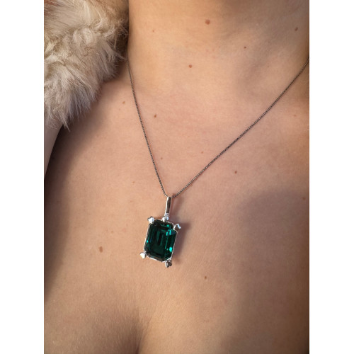 Collar Plata Circonita Verde