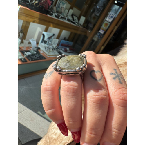 Anillo Plata Pura y Aventurina
