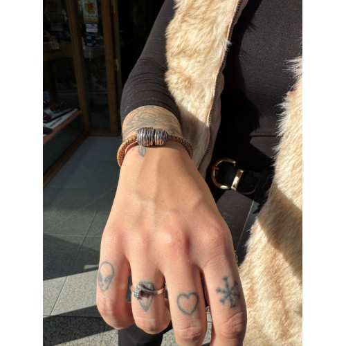 PULSERA PLATA PURA Y PIEL
