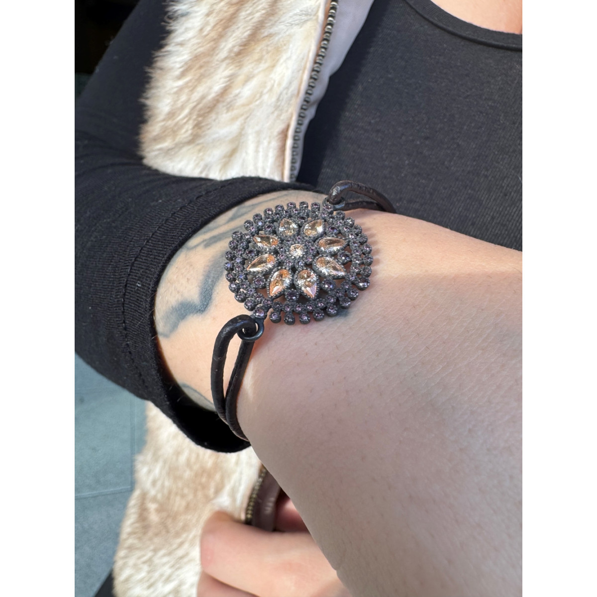 PULSERA de plata envejecida y piedra fina