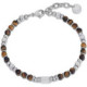 PULSERA DE ACERO CON PIEDRAS DE OJO DE TIGRE MARRONES