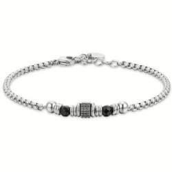 BRAZALETE Y ELEMENTOS DE ACERO DE ÁGATA NEGRA