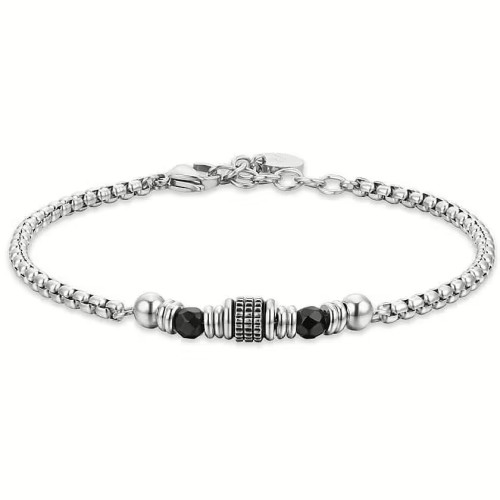 BRAZALETE Y ELEMENTOS DE ACERO DE ÁGATA NEGRA