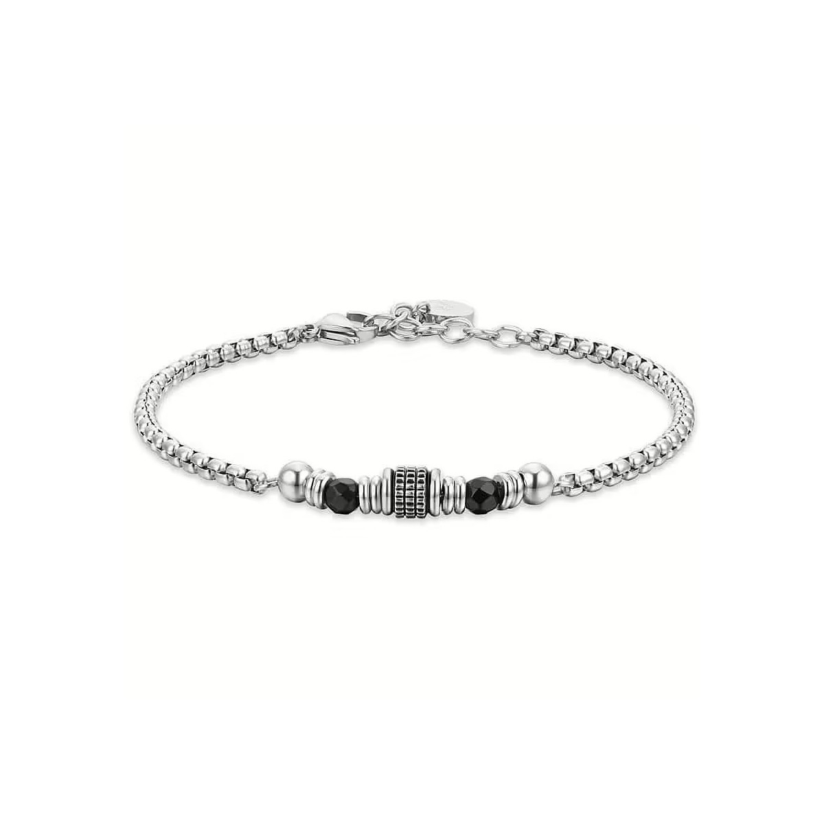 BRAZALETE Y ELEMENTOS DE ACERO DE ÁGATA NEGRA