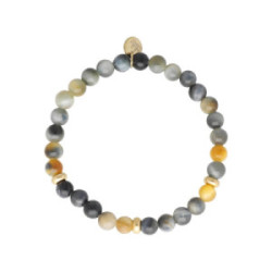 PULSERA ACERO BALI ORO AZUL Y OJO DE TIGRE
