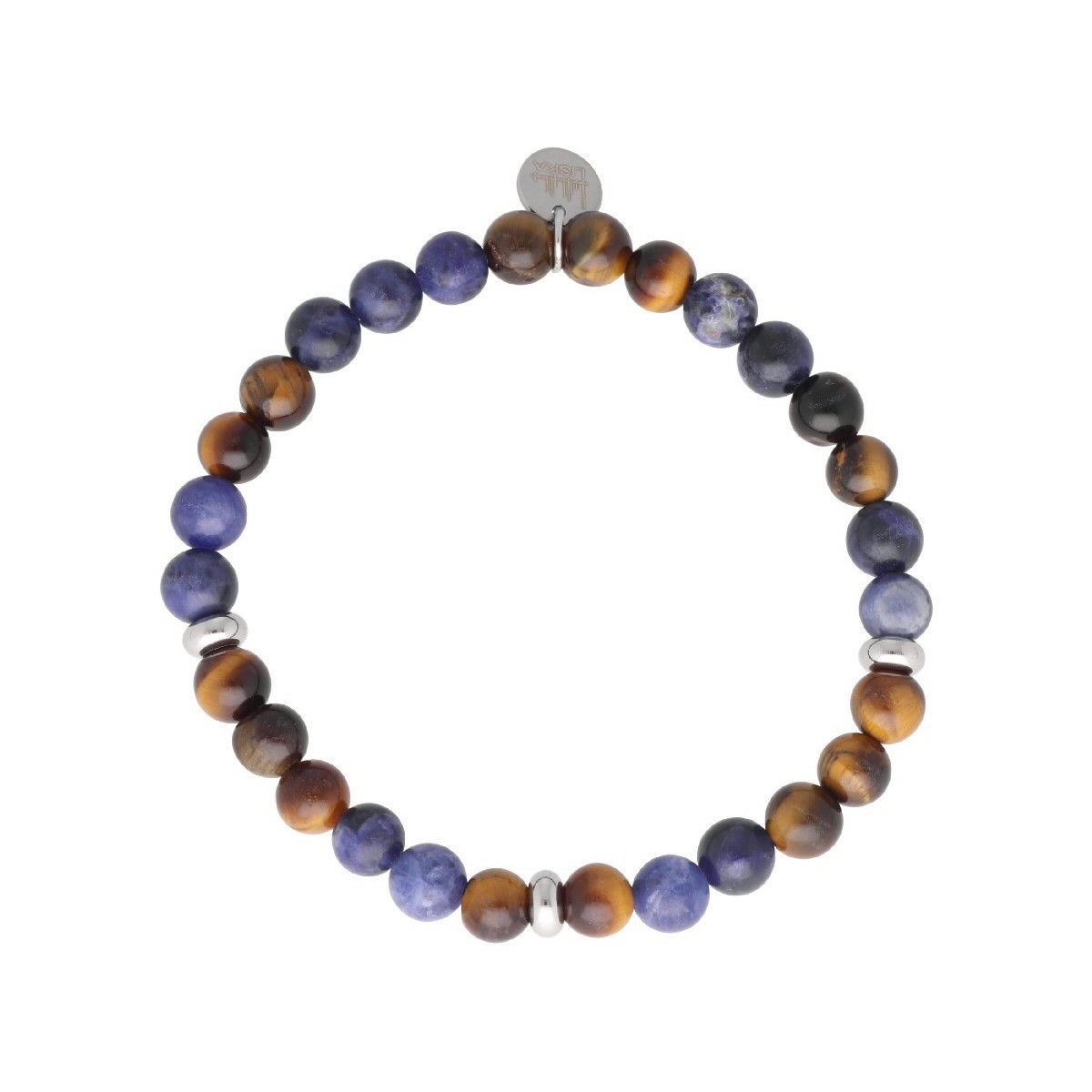 Pulsera Acero Bali con Sodolita y Ojo de Tigre