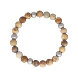 Pulsera sol y arena acero y piedras naturales