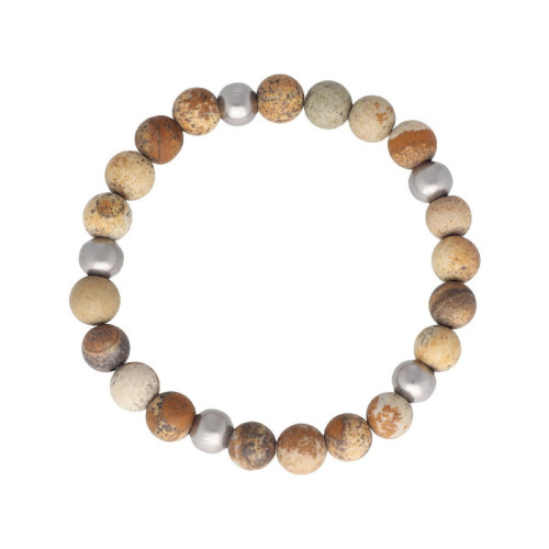 Pulsera sol y arena acero y piedras naturales