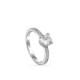 Anillo solitario de plata contorno de circonitas y cuarzo adamantino.