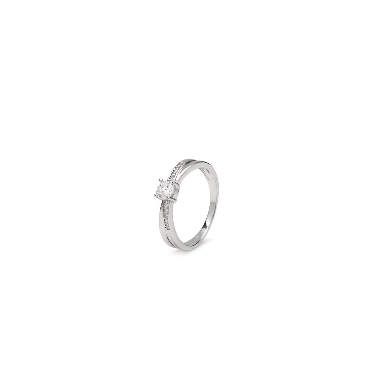 Anillo solitario diseño diagonal motivo de cuarzo adamantino