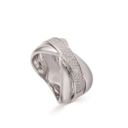 Anillo de plata diseño de cruz con circonitas