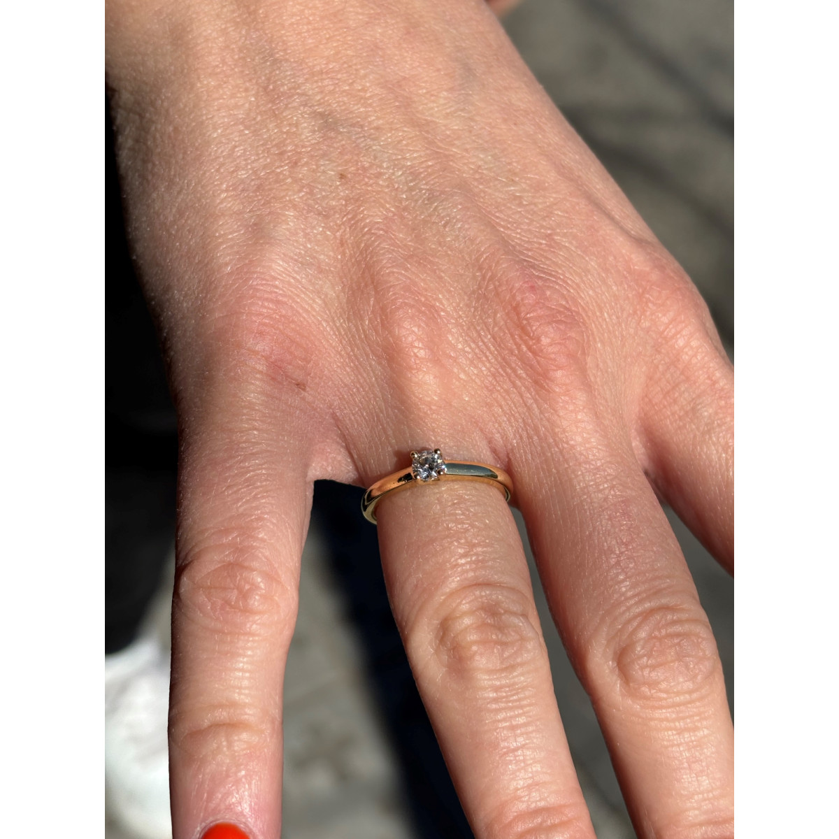 Anillo Solitario Oro Amarillo 18kt Diamante Creado 0,26K