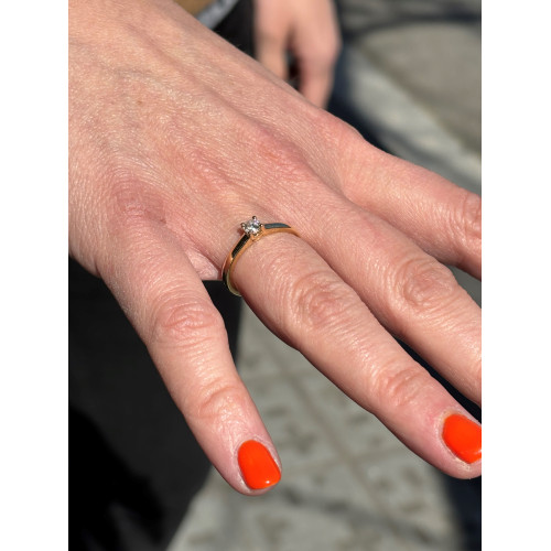 Anillo Solitario Oro Amarillo 18kt Diamante Creado 0,26K