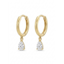 Pendientes Criollas Gota de brillo en oro de 9kt y circonitas talla pera