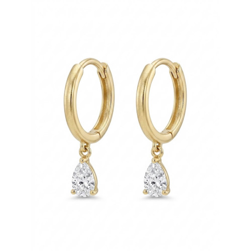 Pendientes Criollas Gota de brillo en oro de 9kt y circonitas talla pera