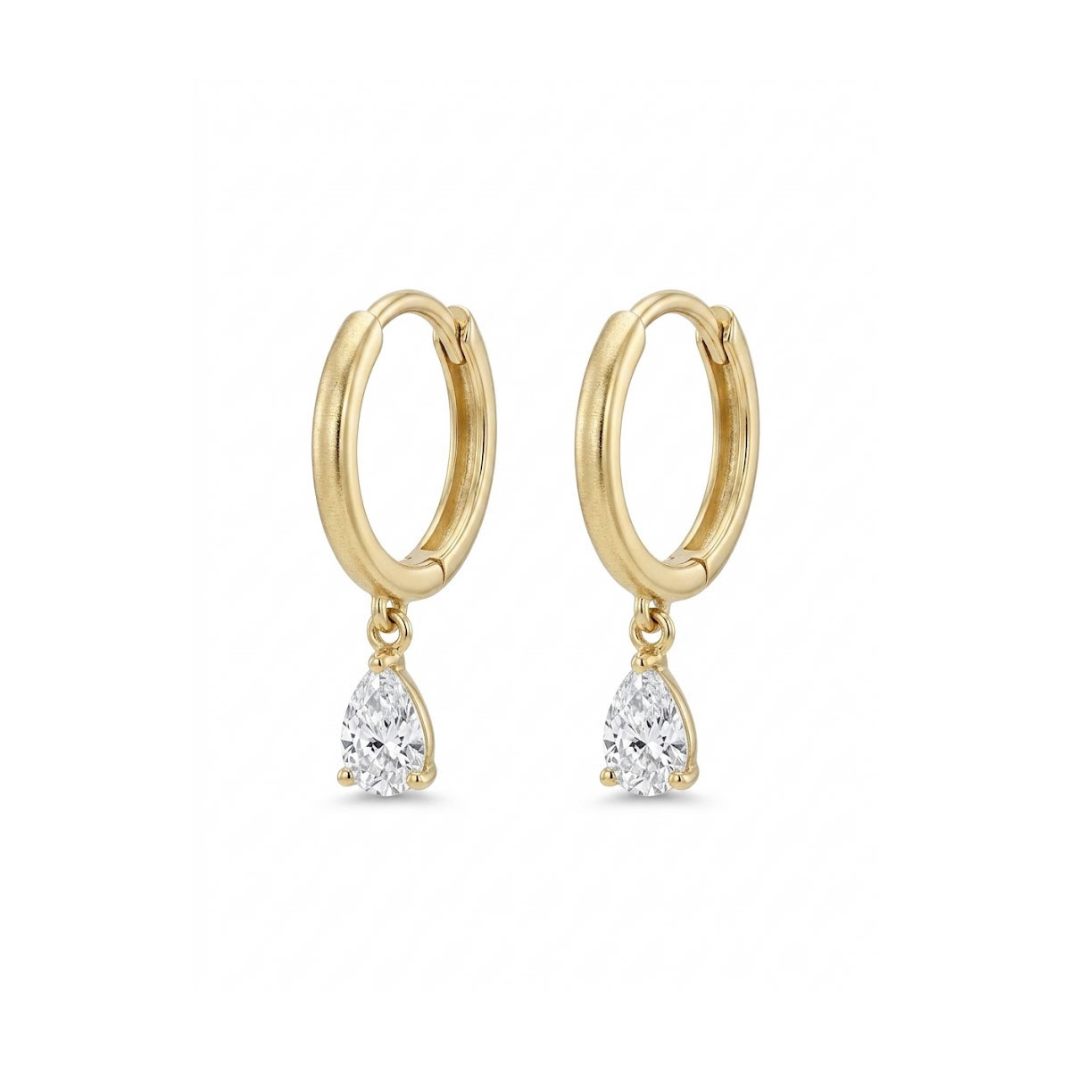 Pendientes Criollas Gota de brillo en oro de 9kt y circonitas talla pera