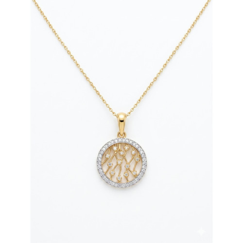 Collar Circular Bicolor en oro amarillo de 18kt y circonitas