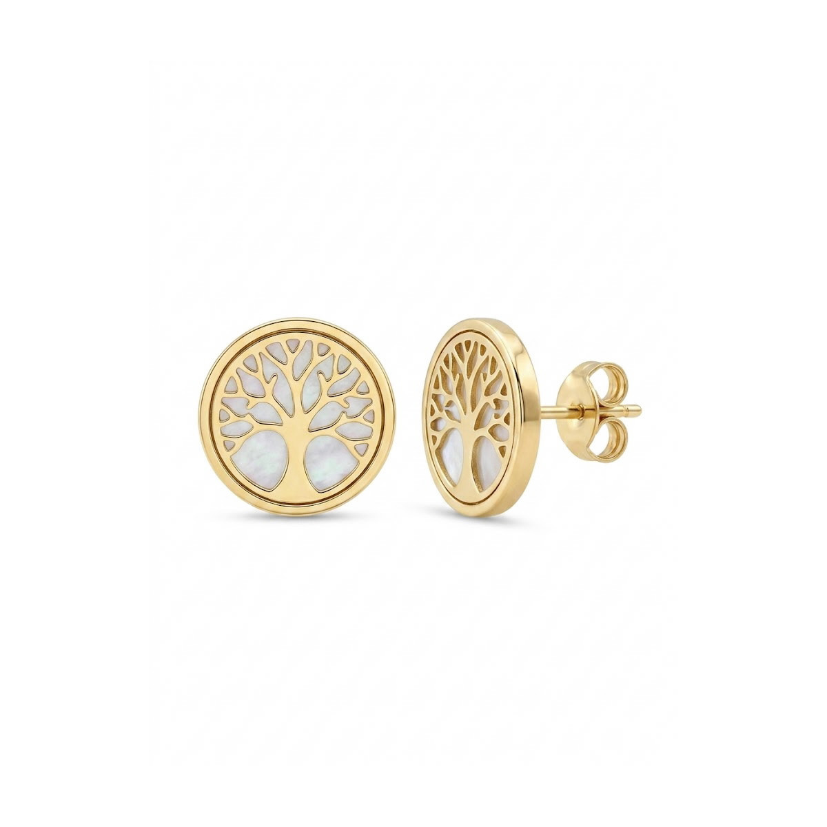 Pendientes árbol de la vida: Luz natural en oro y nácar