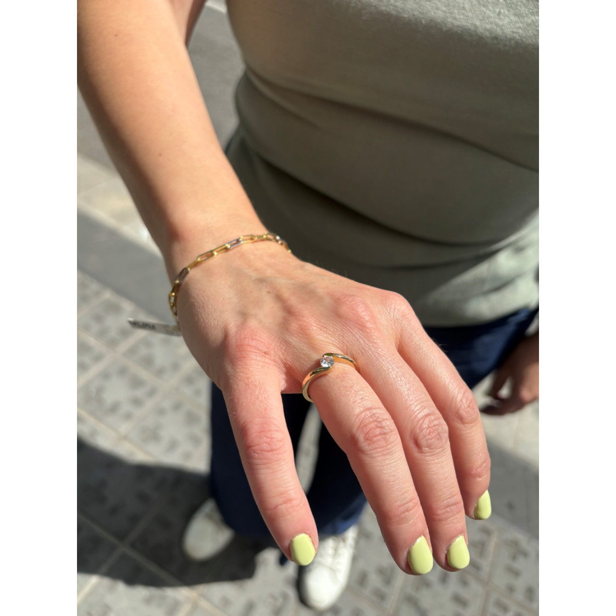 Pulsera bicolor en oro amarillo y blanco de 18kt