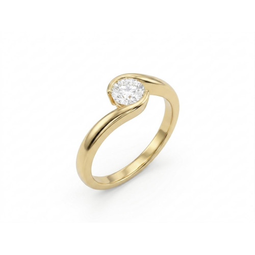 Anillo Solitario de diseño crossover en oro amarillo de 9kt y circonita
