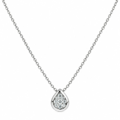 Collar de Oro Blanco 18kt con 9 Diamantes Naturales de 0,07 ct