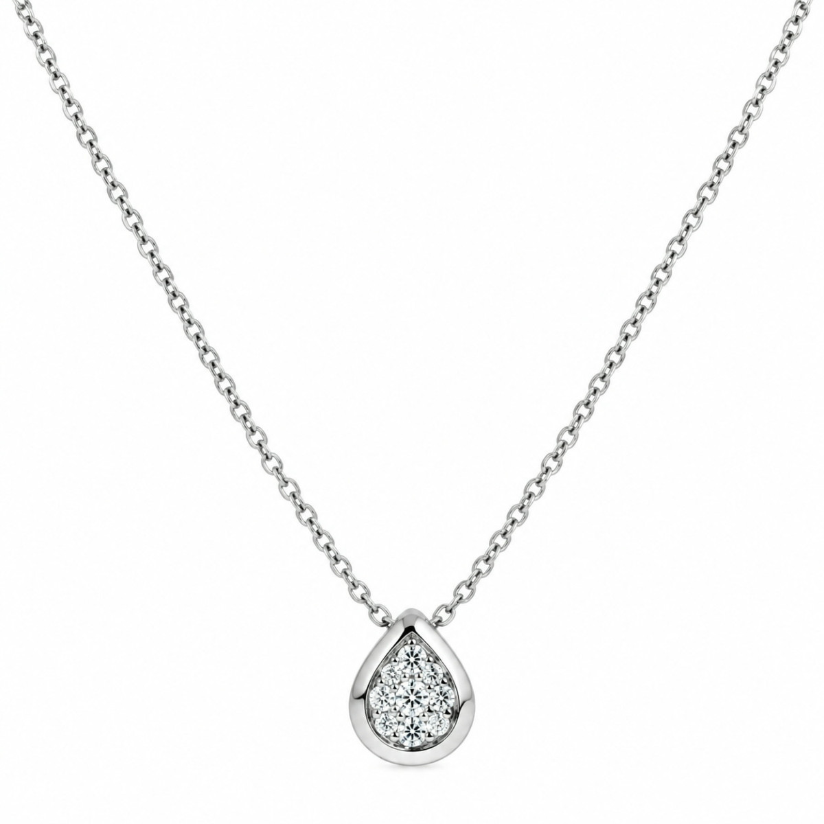 Collar de Oro Blanco 18kt con 9 Diamantes Naturales de 0,07 ct