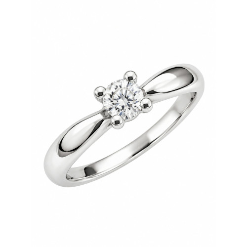 Anillo Solitario de Oro Blanco 18kt con Diamante Natural de 0,14 ct