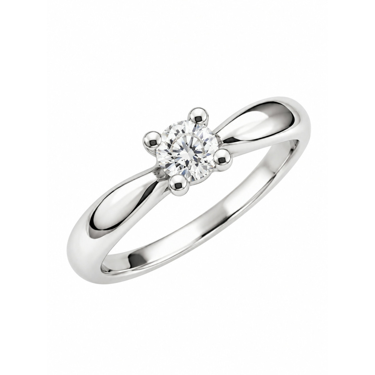 Anillo Solitario de Oro Blanco 18kt con Diamante Natural de 0,14 ct