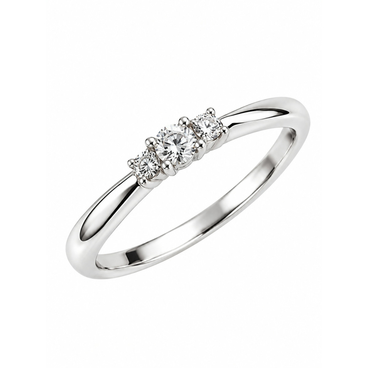 Anillo Trilogy de Oro Blanco 18kt con Diamantes de 0,08 ct