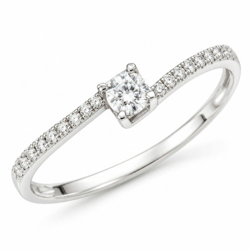 Anillo de Oro Blanco 18kt con Circonitas – Diseño Asimétrico