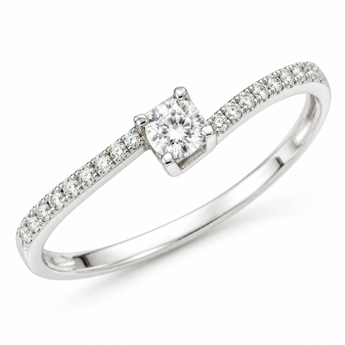 Anillo de Oro Blanco 18kt con Circonitas – Diseño Asimétrico