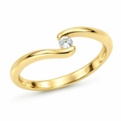 Anillo de Oro Amarillo de 18kt con Diamante Natural de 0,10 ct