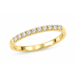 Media Alianza de Oro Amarillo de 18kt con 10 Diamantes Naturales