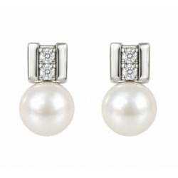 Pendientes ÉLÉGANCE – Oro Blanco 18kt con Perla Cultivada
