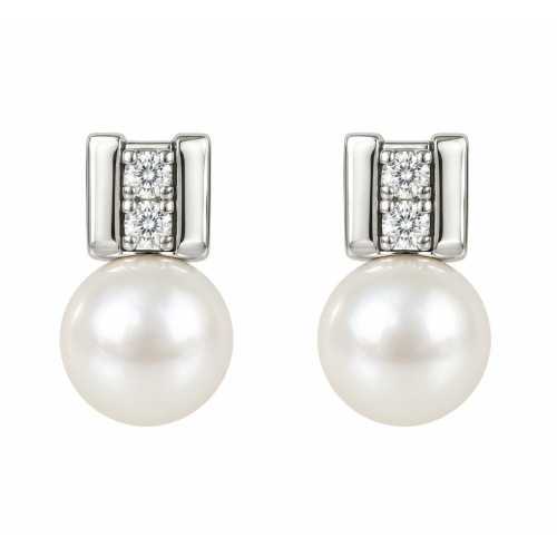 Pendientes ÉLÉGANCE – Oro Blanco 18kt con Perla Cultivada