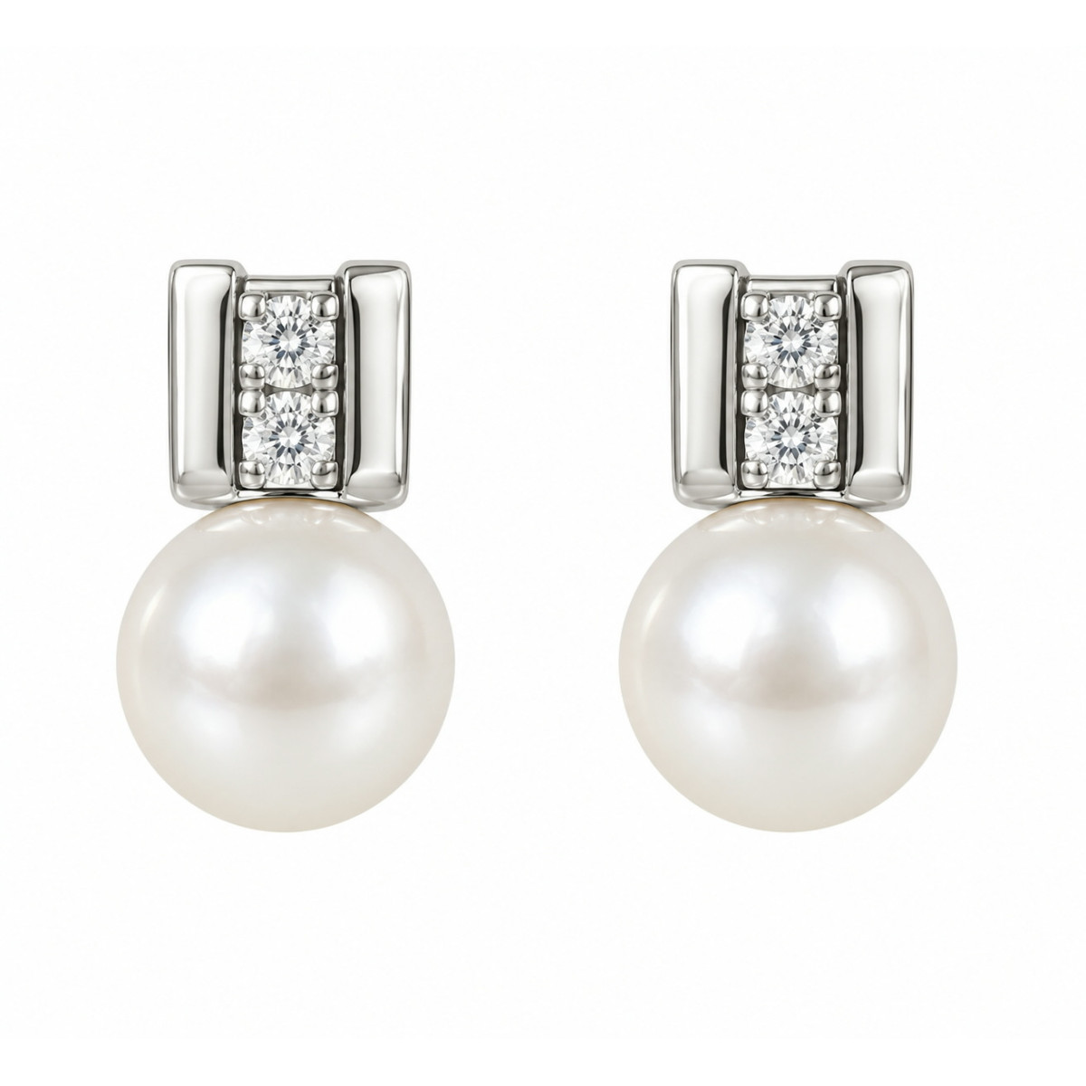 Pendientes ÉLÉGANCE – Oro Blanco 18kt con Perla Cultivada