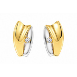 Pendientes BICOLOR – Oro Combinado 18kt con Circonita