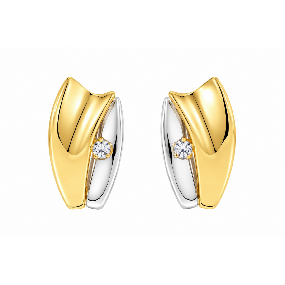 Pendientes BICOLOR – Oro Combinado 18kt con Circonita
