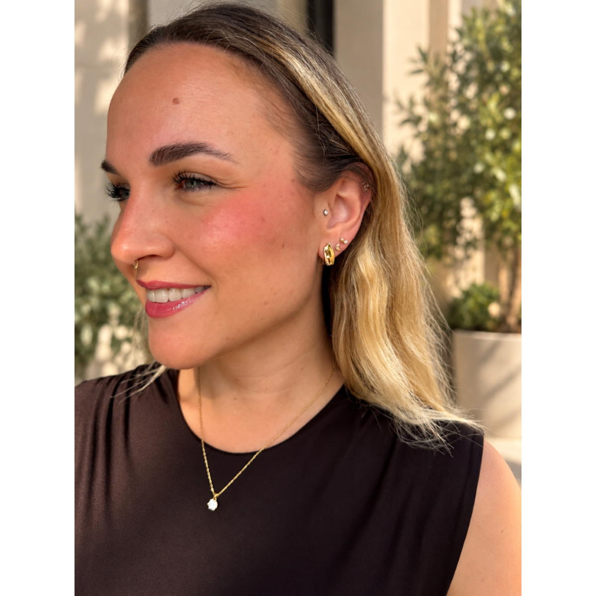 Pendientes BICOLOR – Oro Combinado 18kt con Circonita