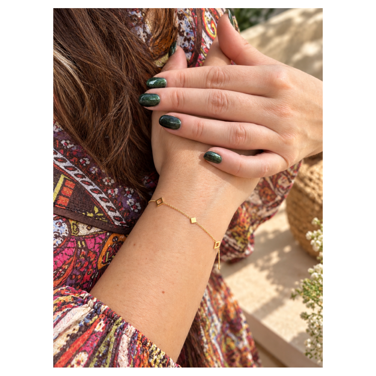 Pulsera de Oro Amarillo de 18kt con Rombos