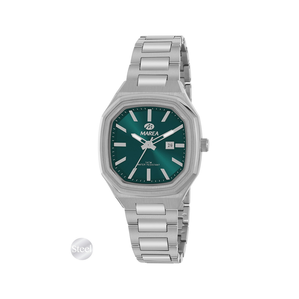 Reloj Marea Urban Steel Verde Esmeralda – Acero Plateado