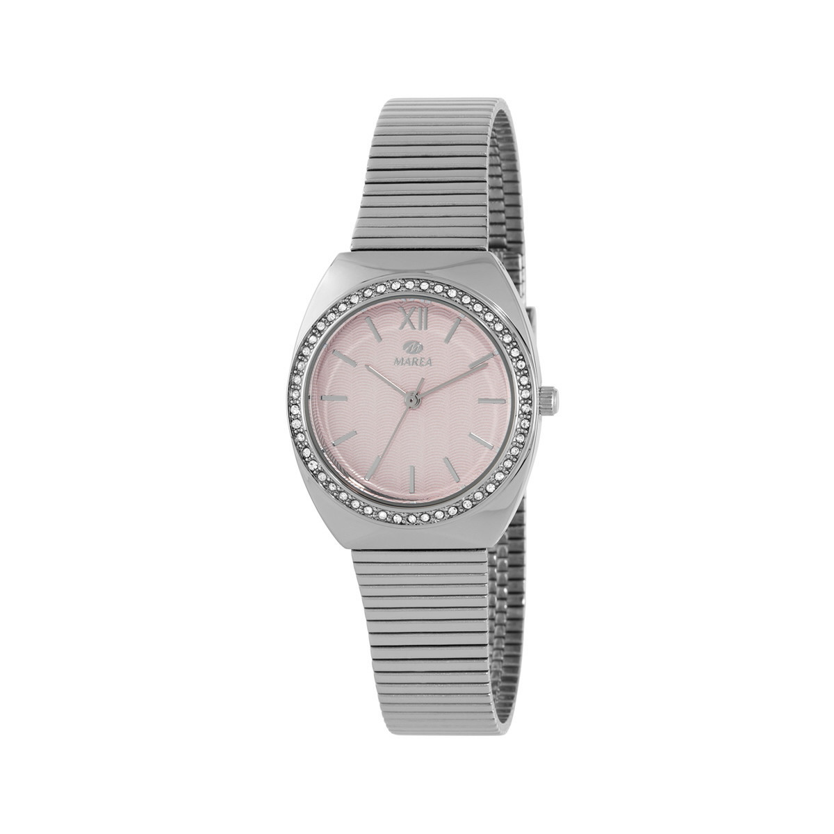 Reloj Marea Elegance Rosa Pastel – Acero Plateado con Circonitas