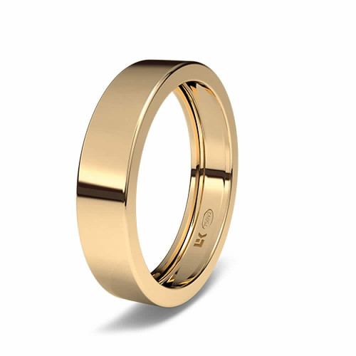 Alianza de oro rojo 18K forma rectangular vacia estandar