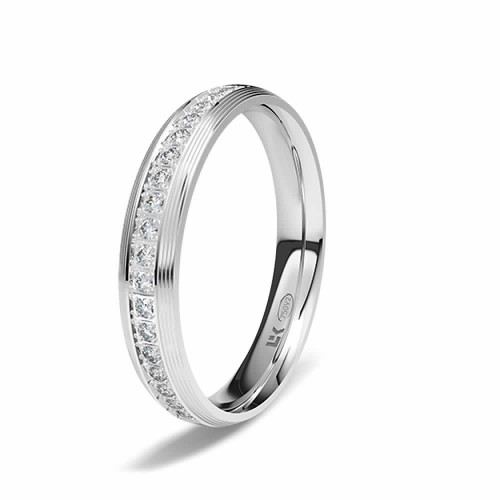 Anillo de compromiso de oro blanco 18K forma almendrada