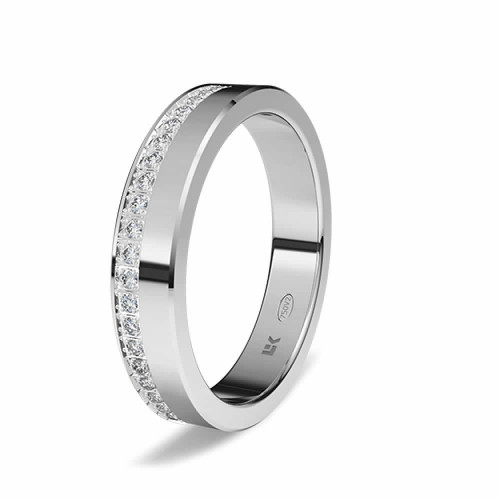 Anillo de compromiso de oro blanco 18K forma recta