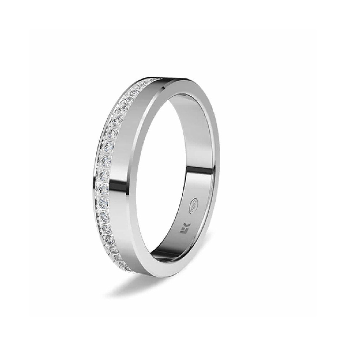 Anillo de compromiso de oro blanco 18K forma recta