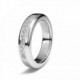 Anillo de compromiso de oro blanco 18K forma semirectangular