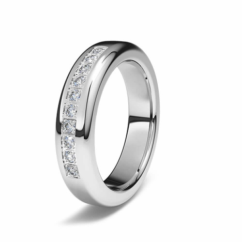 Anillo de compromiso de oro blanco 18K forma semirectangular