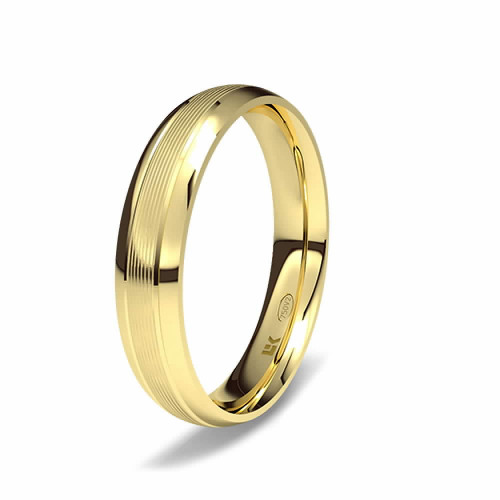 Alianza de oro amarillo almendrada minimal con ondas