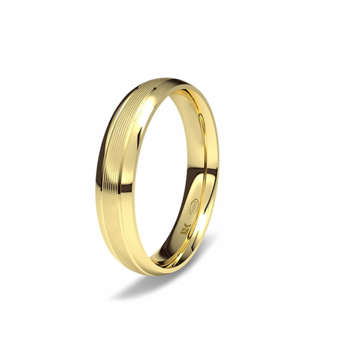 Alianza de oro amarillo almendrada minimal con ondas